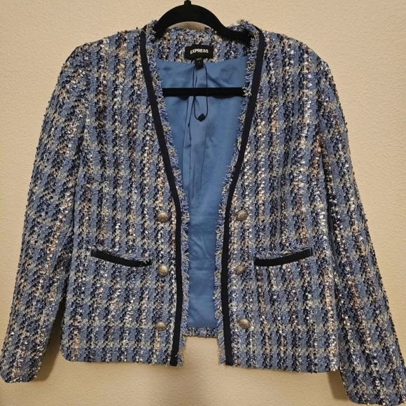 Express Jackets & Blazers - Express Jacket L Blue Tweed